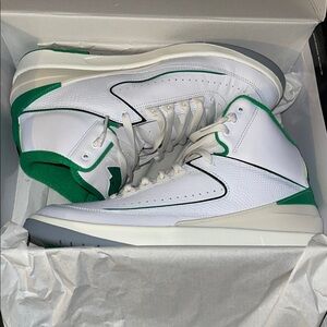 White and Green High-Top Sneakers